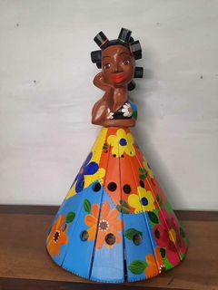 Boneca Luminária 50 cm em Madeira Cabelo Colorida - loja online