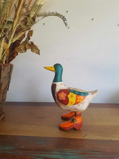 Pato em Madeira Pata de Sapato Verde