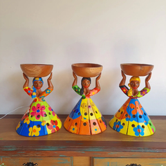 Boneca Camponesa Luminária P lenço azul - comprar online