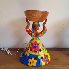Boneca Camponesa Luminária P lenço azul