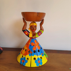 Boneca Camponesa Luminária P lenço laranja claro