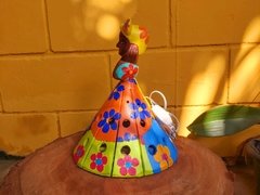 Boneca Luminária em Madeira Turbante Amarelo P - comprar online