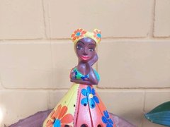Boneca Luminária em Madeira Turbante Amarelo P - loja online