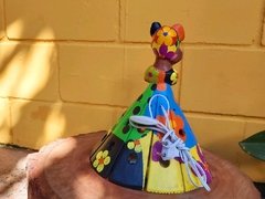 Boneca Luminária em Madeira 30cm Turbante Saia Colorido na internet