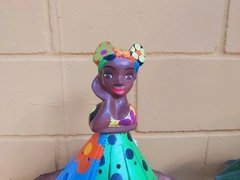 Imagem do Boneca Luminária em Madeira 30cm Turbante Saia Colorido