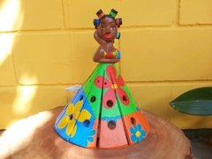 Boneca Luminária em Madeira Cabelo P