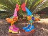 Casal Galo 28cm e Galinha 26cm De Sapatos em madeira PP