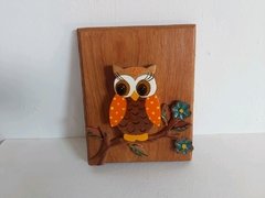 Quadro Coruja no Galho de Flores P Laranja - loja online
