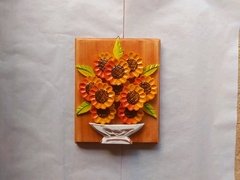Quadro Girassol em Madeira 20x25cm