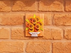Quadro Girassol em Madeira 20x25cm - Porão da Arte - Lécio e Alcinéia