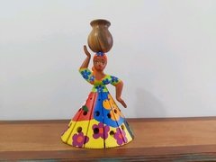 Boneca Camponesa Luminária P Laranja