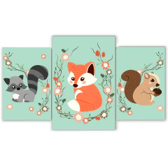 Tríptico escalonado Animalitos 45 - comprar online