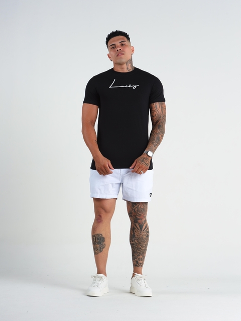 CAMISETA LUCKY JEANS LONG ASSINATURE PRETO