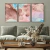 Trio de Quadros Marmorizado Rosê e Azul - Moldura Maringá - Quadros Decorativos