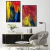 Dupla de Quadros Decorativos Pena Vermelha e Amarela