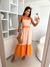 VESTIDO TRICOLINE BICOLOR(Laranja) - comprar online