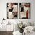 Kit 2 Quadros Decorativos Abstratos Arte Abstrata Geométrica Sofisticada Preto Branco Cinza Vermelho