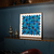 Quadro Artesanal Geométrica em Papel: Triângulos em Tons de Azul Com Vidro 100x100