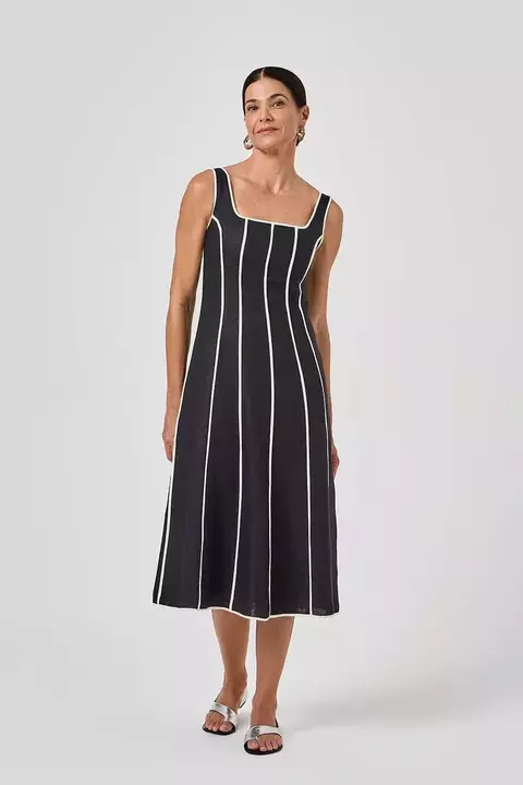 VESTIDO REGATA RECORTES COM VIVOS PRETO CORI - comprar online