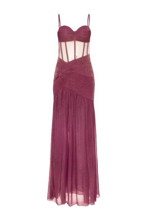VESTIDO LONGO REVEILLON LUREX LILAS PATBO - comprar online