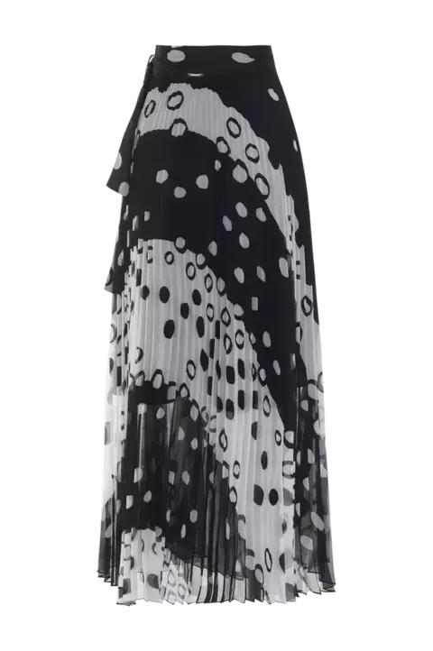 SAIA MIDI SILK PLISSE DOTS PRETO PATBO - comprar online