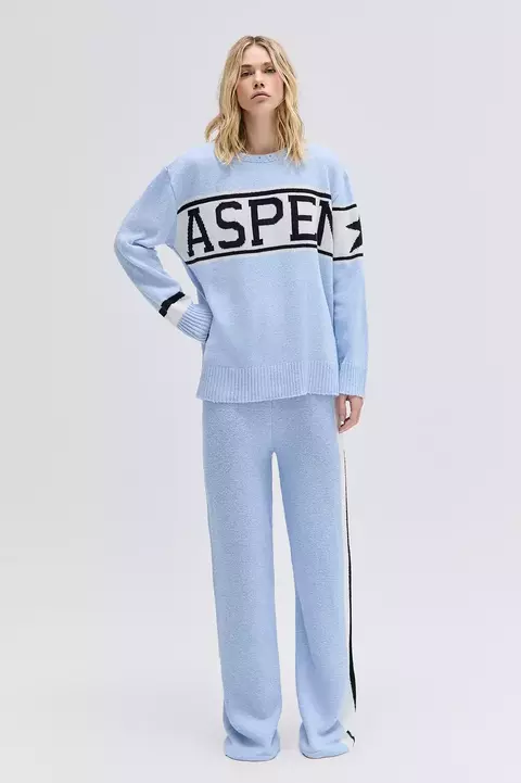 CALCA TRICOT AZUL LISTRAS BRANCAS TIG - comprar online