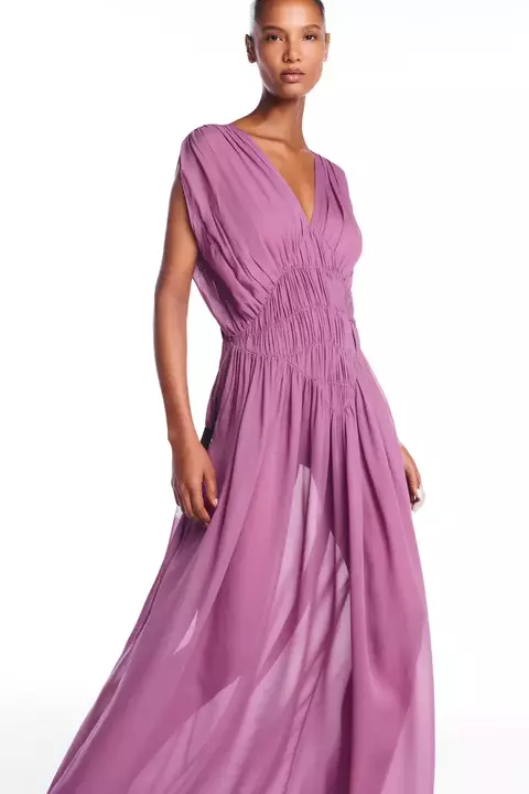 VESTIDO LONGO SEM MANGA LASTEX GGT LAVANDA TIG
