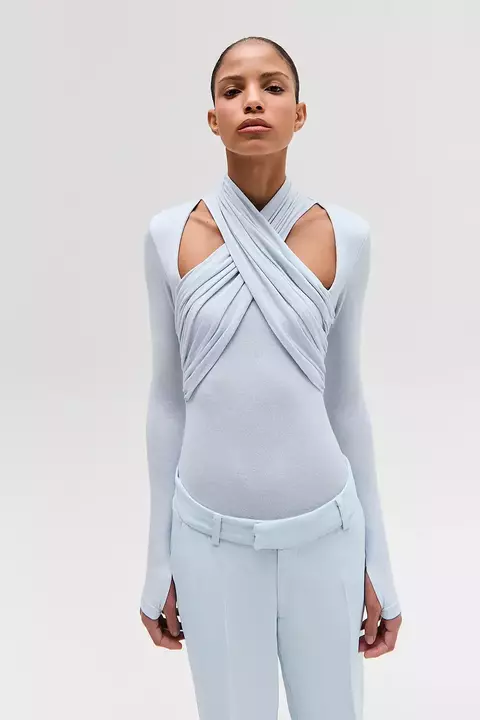 BLUSA TRANSPASSE PEITO MALHA AZUL CLARO TIG - comprar online