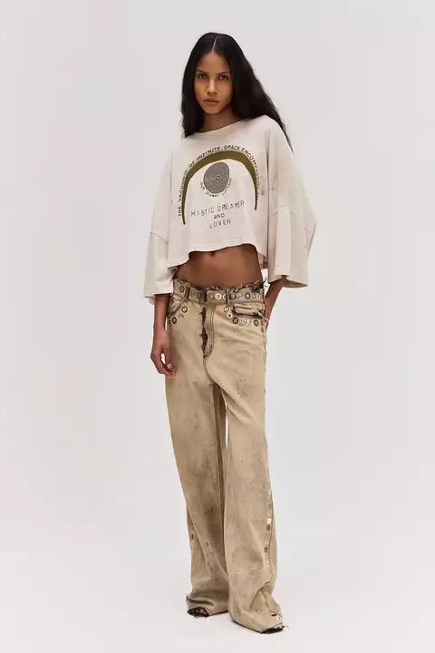 CAMISETA CROPPED MYSTIC DREAMER AMARELO TIG