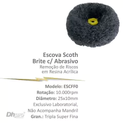 ESCFF0 - tripla | Escova Scoth Brites com Abrasivo | PM - para Peça de Mão Reta - Extra Oral | Sem Mandril.