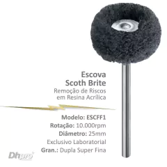 ESCFF1 - DUPLA | Escova Scoth Brite Cinza - FINA | PM - para Peça de Mão Reta - Extra Oral.