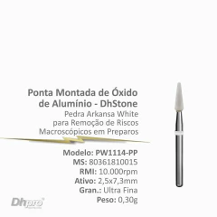 PW1114PP | Ponta Montada de Óxido de Alumínio DhStone | Pedra White FG - Alta Rotação ou Multiplicador. | 10.000 rpm – Intra Oral. - comprar online
