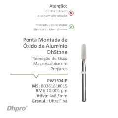 PW1504P | Ponta Montada de Óxido de Alumínio DhStone | Pedra White FG - Alta Rotação ou Multiplicador. | 10.000 rpm – Intra Oral. - comprar online