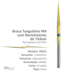TB261 | Broca de Carboneto de Tungstênio com revestimento de Titânio - Corte Cruzado Médio | PM - para Peça de Mão Reta - Extra Oral.