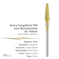 TE79 | Broca de Carboneto de Tungstênio com revestimento de Titânio | PM - para Peça de Mão Reta - Extra Oral.