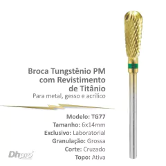 TG77 | Broca de Carboneto de Tungstênio com revestimento de Titânio | PM - para Peça de Mão Reta - Extra Oral.
