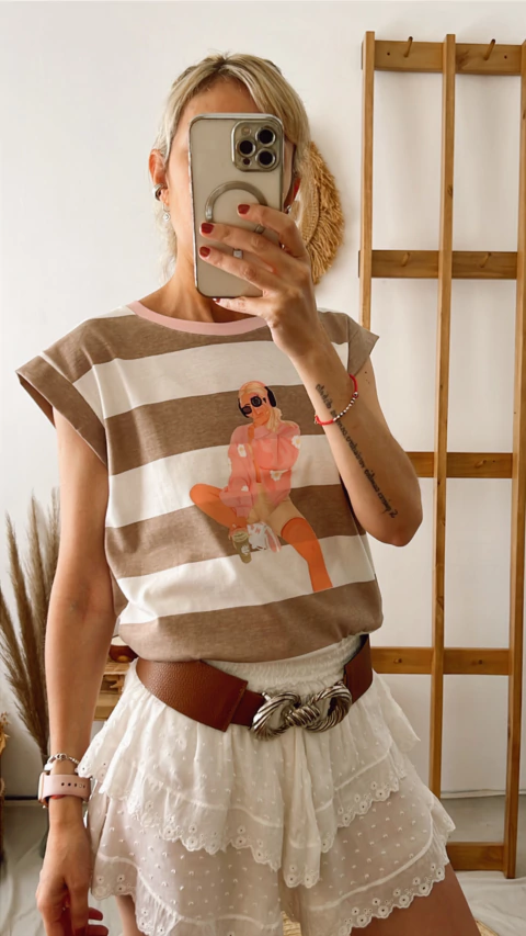 Musculosa Matcha Girl rayada