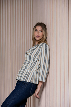 BLAZER TRAMA LISTRADA COM VIVO - 2645 - loja online