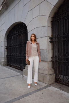 JAQUETA DE SHANTUNG COM ZIPER - 2663 - loja online