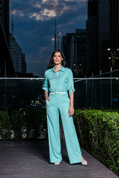 CONJUNTO CAMISA E CALÇA PESPONTO CONTRASTANTE - 6586 - GINESTRA