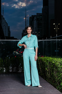 CONJUNTO CAMISA E CALÇA PESPONTO CONTRASTANTE - 6586 - loja online