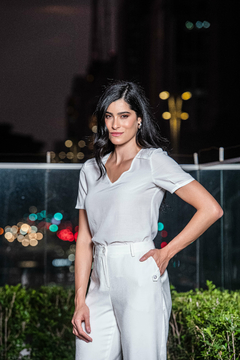 BLUSA DECOTE V PALA COM CORDAO - 80.037 - GINESTRA