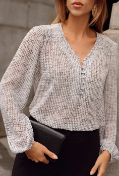 BLUSA ESTAMPADA ELASTICO NO OMBRO - 80.087 - GINESTRA