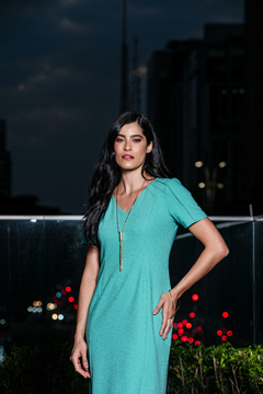 VESTIDO CREPE COM VIVOS - 9840