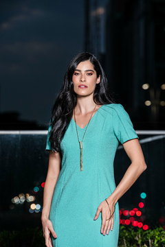 VESTIDO CREPE COM VIVOS - 9840 na internet