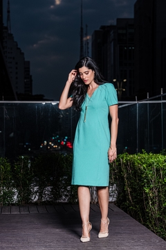 VESTIDO CREPE COM VIVOS - 9840 - loja online