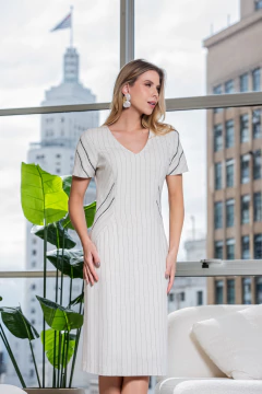 VESTIDO RISCA DE GIZ BORDADO - 9852 - loja online