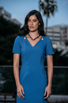 VESTIDO DECOTE V VAZADO - 9854