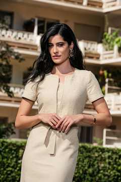 VESTIDO LISTRADO COM FAIXA - 9865 - loja online