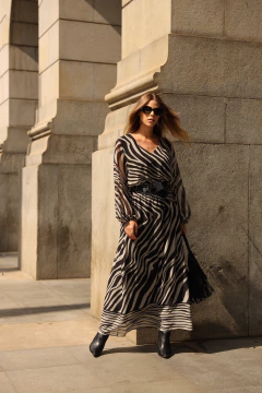 VESTIDO LONGO ZEBRA BARRADO - 9908